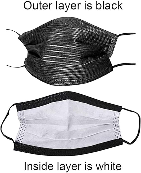 Wecolor Disposable 3 Ply Earloop Face Masks, Suitable for Home, School, Office and Outdoors (Black)