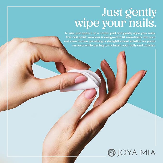 JOYA MIA Soy Nail Polish Remover - Acetone-Free w/Hydrating Ingredients, Nourishing Soy-Based Nail Care, Vegan, Gentle on Cuticles, Great for Quick & Clean Removal, Easy Application - Unscented, 4oz