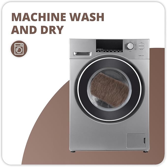 Bathroom Rugs Set 2 Pieces,Thin Bathroom Mats,Toilet Rugs,Quick Dry,Non-Slip,Machine Washable,Low Pile,Absorbent Bath Mats,Shower,Sink,Home Decor Accessories.Brown,1'5"x2'3"+1'8"x2" U Shape