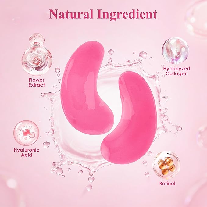 Under Eye Patches (30 Pairs), Under Eye Mask for Puffy Eyes and Dark Circles, Eye Masks with Collagen, Relieves Pressure and Reduces Wrinkles, Revitalises and Refreshes Your Skin, Rose