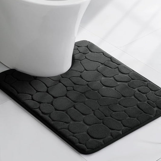 YIHOUSE Memory Foam Bath Mat Cobblestone Bathroom Rugs Super Water Absorbent Bath Mats for Bathroom Machine Washable Bath Rugs(20 x 24,Black)