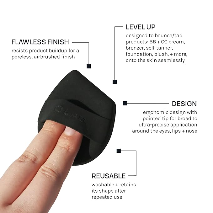 AOA Studio Silky Silicone Makeup Sponge Set, Reusable Cosmetic Applicators Extra Soft Rubycell Makeup Sponges (Onyx)