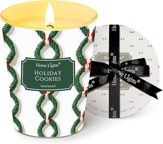 HomeLights 1-Wick Candles for Home Scented - 6.7oz Soy Wax Blend Candle Long-Lasting Fragrance, Rustic Modern Home Decor and Housewarming Gifts, Holiday Cookies