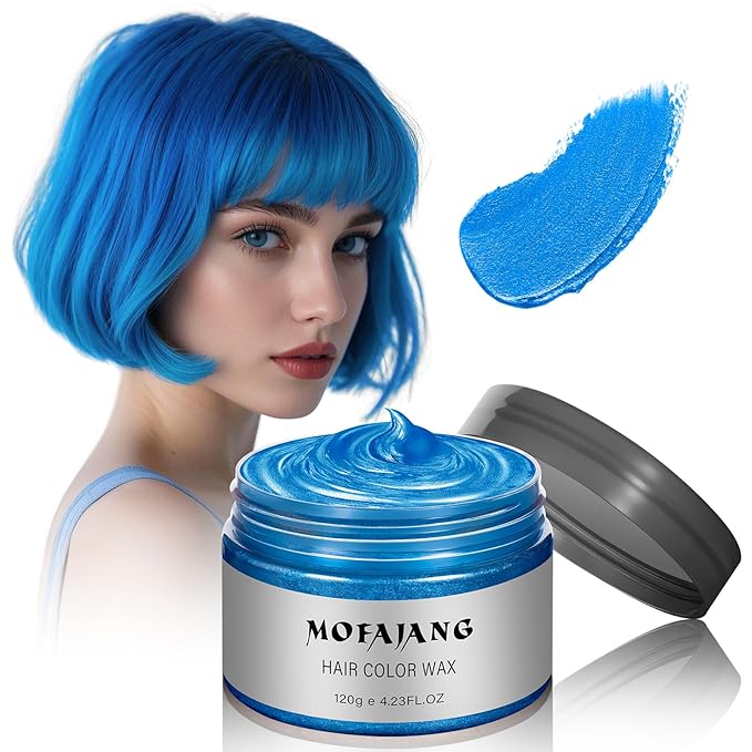 Blue Hair Spray Hair Color Wax 4.23 Ounces, Natural Disposable Hair Wax Color Spray, Kids Women Temporary Hair Color Dye Wax Clays Pomades for Christmas Parties, Role Playing, Cosplay, Halloween(Blue)
