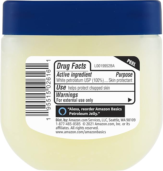 Amazon Basics Petroleum Jelly White Petrolatum Skin Protectant, Unscented, 3.75 oz, 1-Pack, (Previously Solimo)