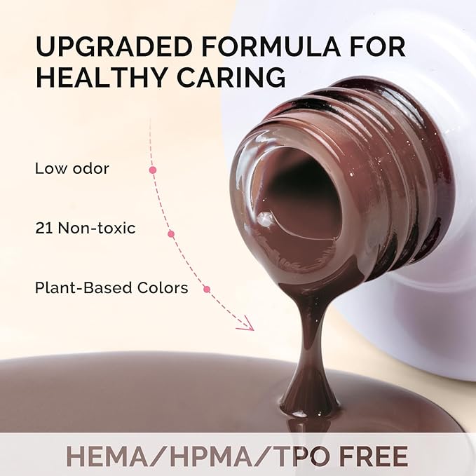 MelodySusie Fleurwee Plant Based Gel Nail Polish, Hema Free Pink Brown Nail Polish, Soak Off UV LED Gel Polish Gift for Women 21 Non Toxic Long Lasting Nail Art Manicure Salon DIY at Home B1202