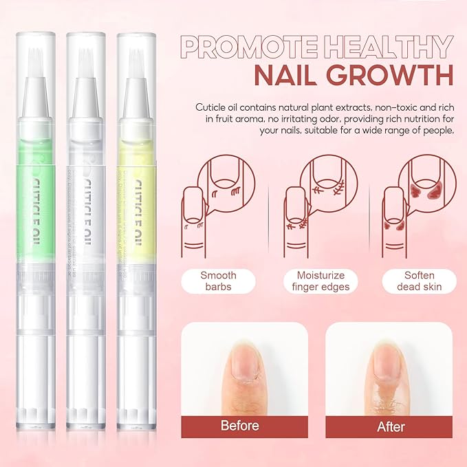 Peacecolor 16Pcs Cuticle Oil Pen for Nails Portable Nail Moist Nail Strengthener Nails Care Kit for Treatment Care Nail Softener and Strengthener