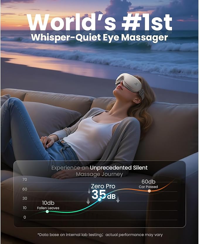 BOB AND BRAD Zero Pro Ultra-Quiet Eye Massager with Heat and Cooling, Lightweight Eye Massager with Scroll Button for Migraine Dry Eyes Relief, Relax, FSA Eligible HSA Christmas Gifts for Women Men