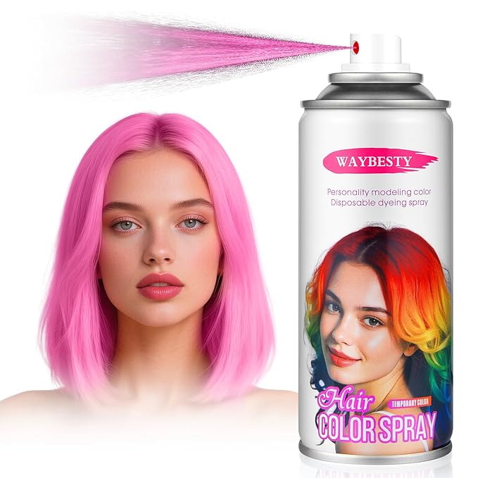 Temporary Hair Color Wax For Kids Women Men, Washable Hair Color Spray Non-Sticky For Cosplay Party DIY, Christmas Party, Halloween Crazy Hair Day (Pink, 4.06 oz)