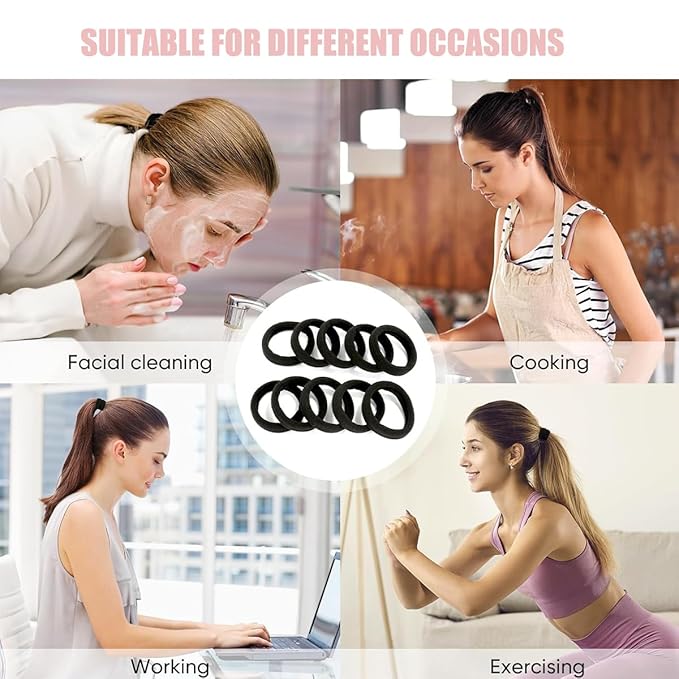 Hair Ties No Damage - Strong Stretchy SnagFree Hair Bands | Soft Nylon Thick Ponytail Holders Hair Elastics for Everyday Hairstyles | Ideal Gifts for Women Teens Girs 20pcs