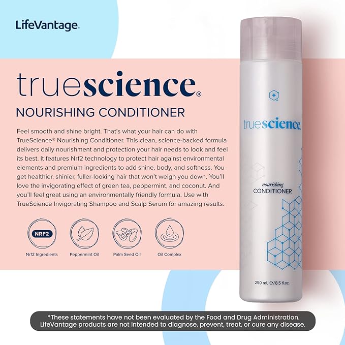 TrueScience Nourishing Hair Conditioner by LifeVantage, 250ml, With Nrf2 Ingredients, Oil Complex, Palm Seed Oil, Invigorating Green Tea & Coconut Oil