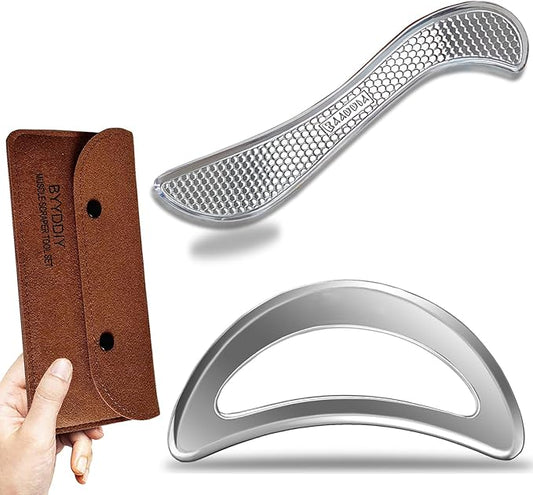 BYYDDIY Stainless Steel Muscle Scraper Tools Set,Scraping Massage Tools,Derma Edge Massage Tool & GuaSha Massage Scraper Tool (S_Mn)