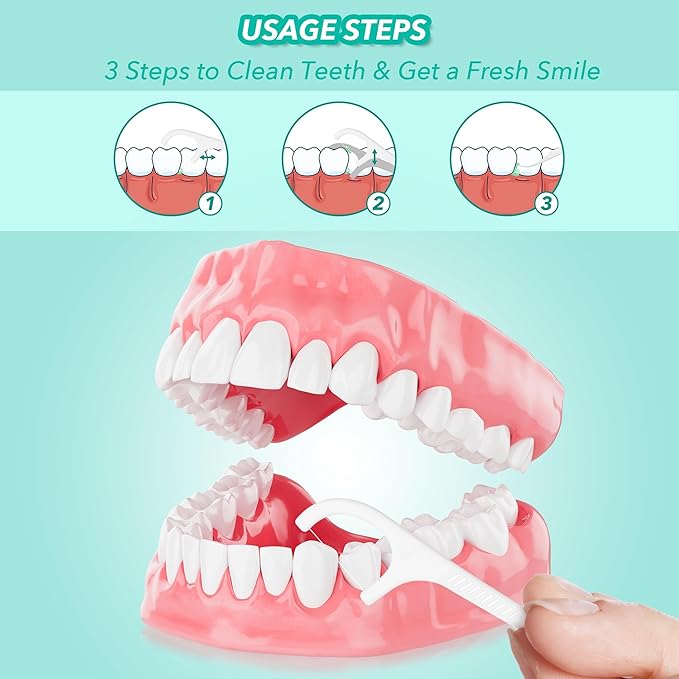 1000 Count Floss Picks Dental Tooth Picks Floss Sticks Flossers Strong Toothpicks in Handy Travel Cases for Family Restaurant Bulk Adults Teeth Cleaning