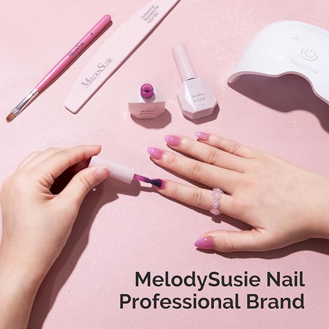 MelodySusie Jelly Gel Nail Polish Set,6 Transparent Colors,Jelly Texture,Pastel Sea Breeze Colors Soak Off UV LED Light Cure or Salon Manicure and Nail Art DIY at Home