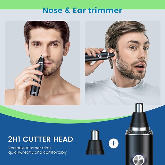 Ear and Nose Hair Trimmer for Men, 2025 Professional Painless USB Rechargeable Eyebrow & Facial Hair Trimmer, 13,000 RPM Precision Tool with Powerful Motor and Dual-Edge Blades, IPX7 Waterproof
