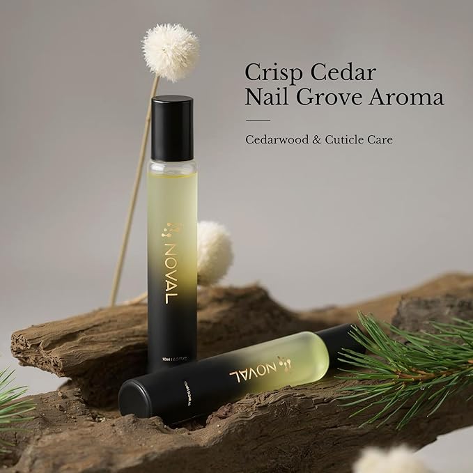 NOVAL Roll on Cuticle Oils for Men & Women, Rollerball Application Luxury Silky Matte Bottle, Fresh Woodsy Cedar Scent, Nail Nourishing & Moisturizing with Jojoba Oil, Natural Ingredients, 0.34fl.oz