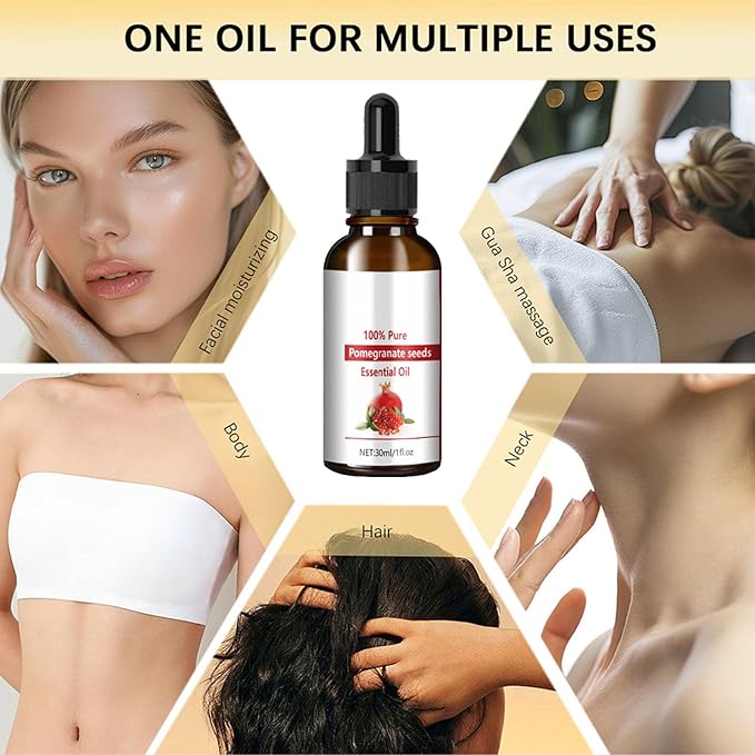 Organic Pomegranate Seed Oil, Pure & Natural Cold Pressed Pomegranate Seed Oil for Face, Body, Skin, Moisturizing Skin, Anti-Aging, Reduce Fine Line, Improve Skin Elasticity and Tighten Skin