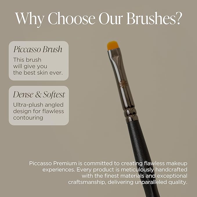 Piccasso 717 Eyeliner Brush – Ultra-Fine Angled Brush for Gel and Liquid Eyeliner, Precision Eye Makeup Tool for Tightlining and Winged Liner, Professional Eye Makeup and Eyeshadow Brush