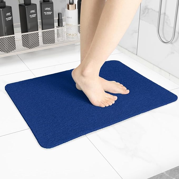Non-Slip Bathtub Mat, Anti Slip Shower Mat, Fast Drying Bathtub Mats, Foot Scrubber Mat, Anti Slip Mat for Tub, Floor, Bathroom, Kitchen, Home, Hotel (Navy Blue 24"×16")