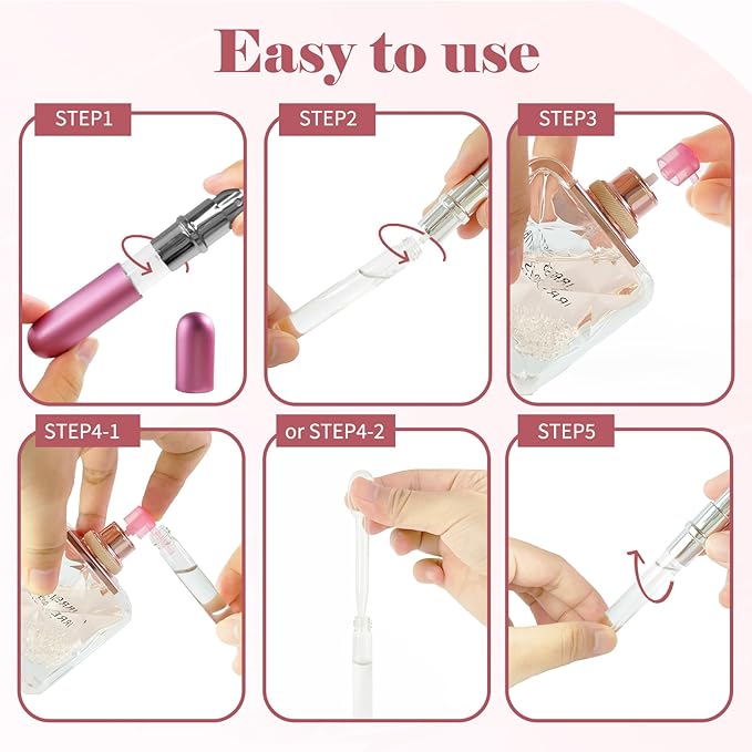 4pcs Mini Perfume Travel Bottle, Perfume Atomiser Refillable, 5ML Spray Bottles, Portable for Travel Holiday Women Man