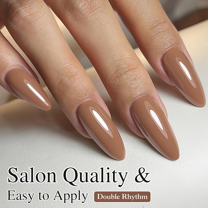 Double Rhythm 15ML Gel Polish Pure Sheer Same Color Same Bottle Soak Off Gel Polish Art Manicure Salon DIY at Home for Women (Light Brown-A1443)