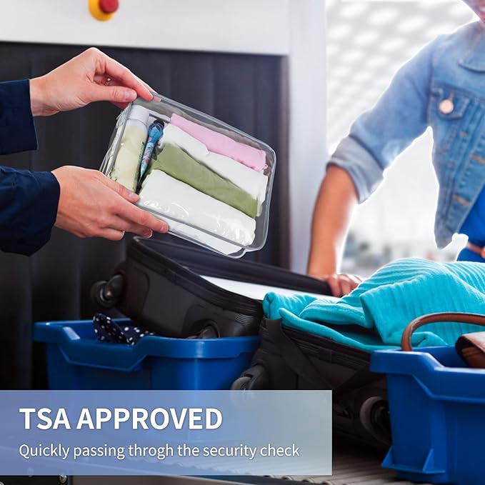 TISRATOK 12 PCS Clear Makeup Bag for Women with Zipper, TSA Approved Toiletry Pouch, Cosmetic Bag Bulk for Travel Organizer Essentials - Grey,Large