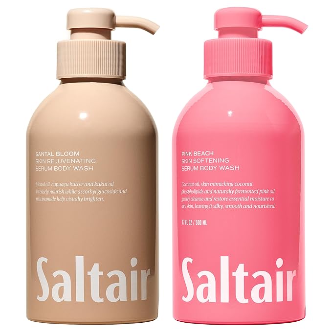 Saltair Body Wash, Signature Scents 2-Pack. Moisturizing Body Cleanser with Monoi Oil and Cupuacu Butter. Luxury Shower Gel for Women and Men. Vegan, Cruelty-Free, Paraben-Free. 2x 17oz Pump Bottles