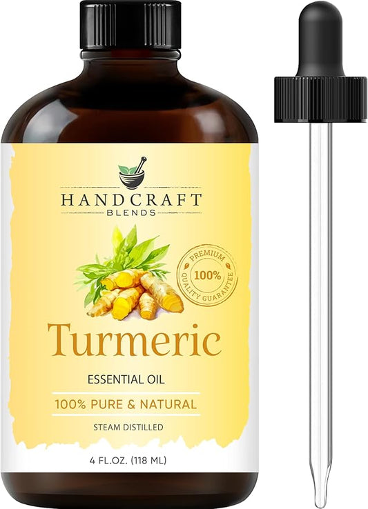 Handcraft Blends Turmeric Essential Oil – Huge 4 Fl Oz – 100% Pure and Natural – Premium Grade Essential Oil for Diffuser and Aromatherapy, Skin, Massage, Candle and Soap Making Fragrance