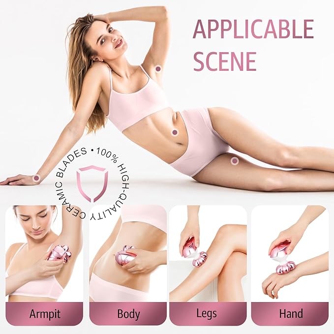 SHPAVVER Electric Razors for Women Legs: Rechargeable Body Shaver - Waterproof Wet Dry Hair Remover - Trimmer for Lady Face Underarms