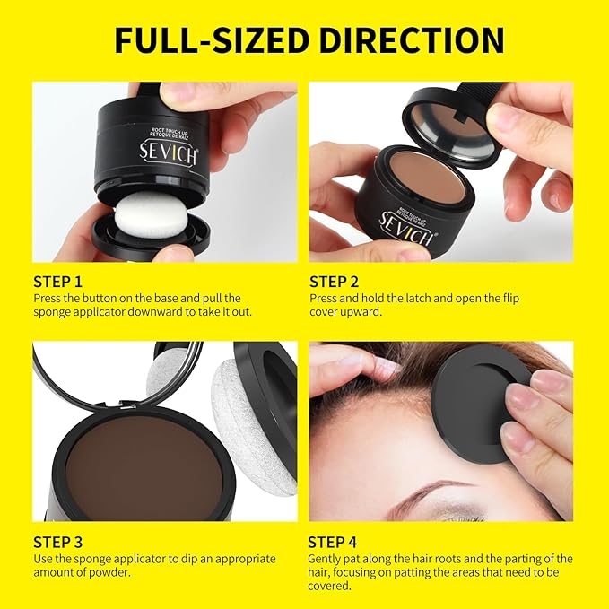 SEVICH Magnetic Hairline Powder with Brush | Refillable Root Touch Up for Sparse Hairlines & Gray Coverage | Waterproof, Sweat-Proof & Smudge-Proof | Natural & Invisible Hair Concealer (Brown)