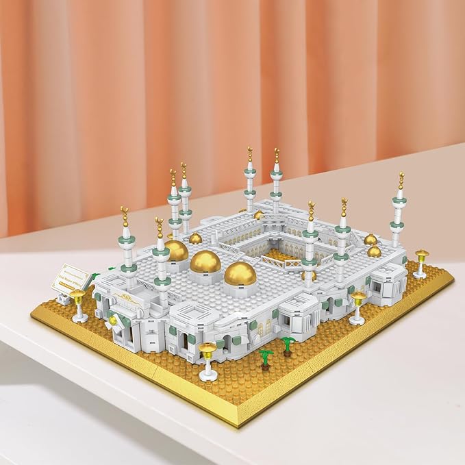 Mecca Mosque Building Model Mini Block Set (1255 Pieces) Muslims Islamic Gift, Famous Building Toy Children and Adult Eid al Fitr Gift