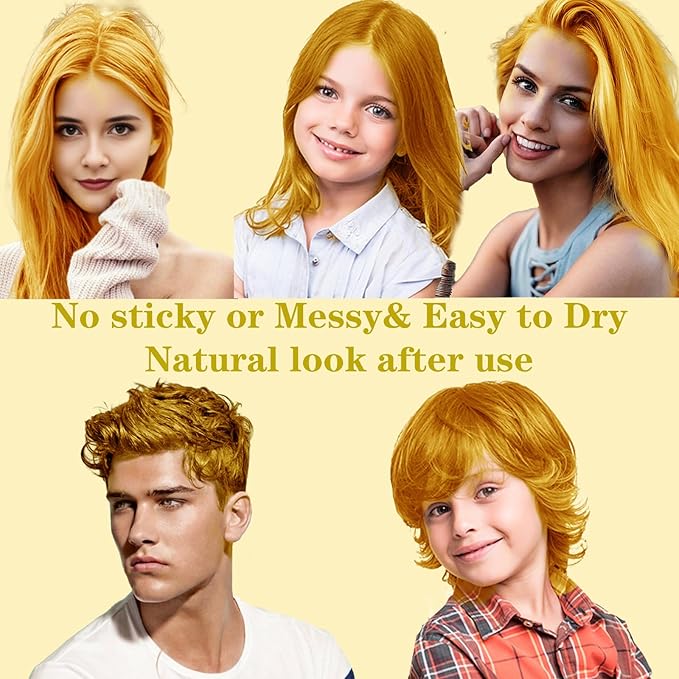 Blonde Hair Color Wax, Temporary Washable Hair Color Dye for Kids, Temporary Dye Wax Natural Hairstyle Cream Hair Pomades for Women & Men Party Cosplay Halloween