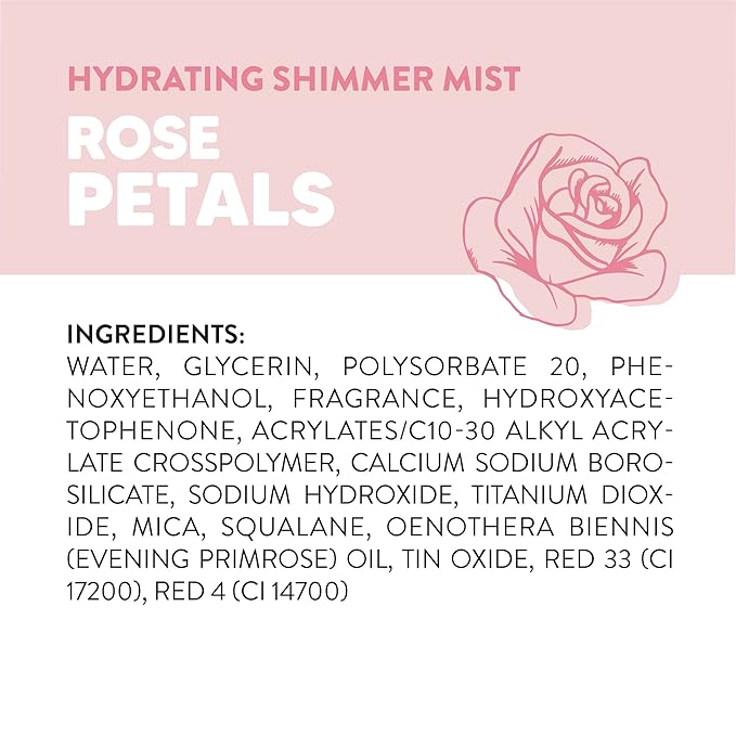 Onyx Professional Hydrating Shimmer Mist with Squalane & Primrose Oil, Rose Petals, 6.5 fl oz, 2pk - Shimmer Hair and Body Mist Creates a Radiant Glow with Lightweight Moisture
