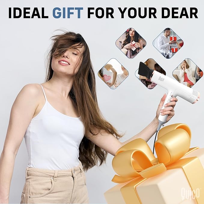 Quico Hair Blow Dryer, 1875W High-Speed BLDC Professional 110000 RPM Quiet Hair Dryer with Diffuser, 7X Faster Salon Blow Dryers for women, Adjustable Temp and Speed, Ionic Hair Dryer Home Travel Gift