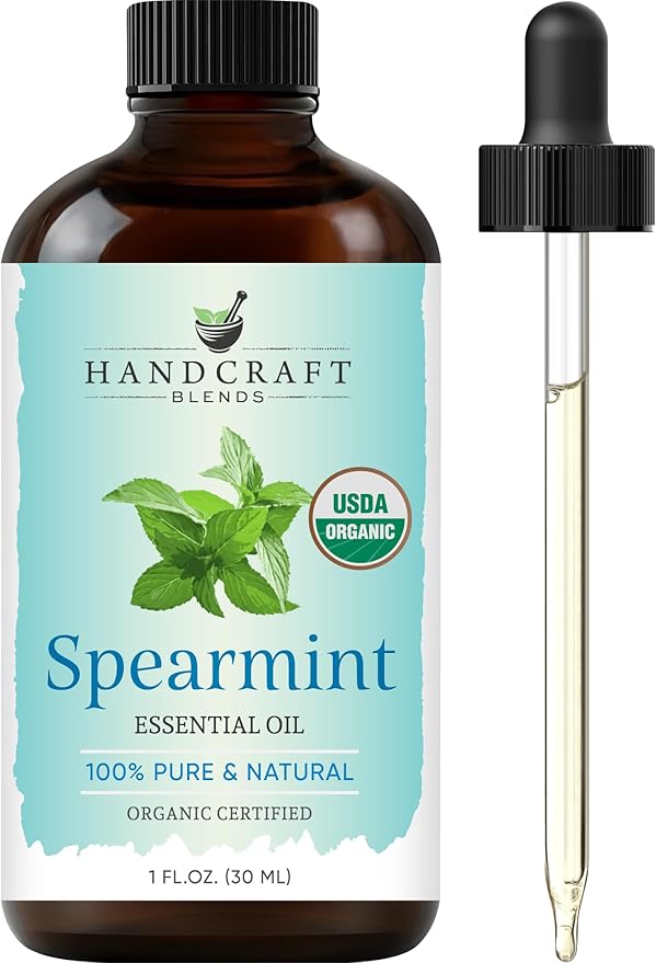 Handcraft Blends Organic Spearmint Essential Oil – 1 Fl Oz – 100% Pure and Natural – Premium Grade Essential Oil for Diffuser and Aromatherapy