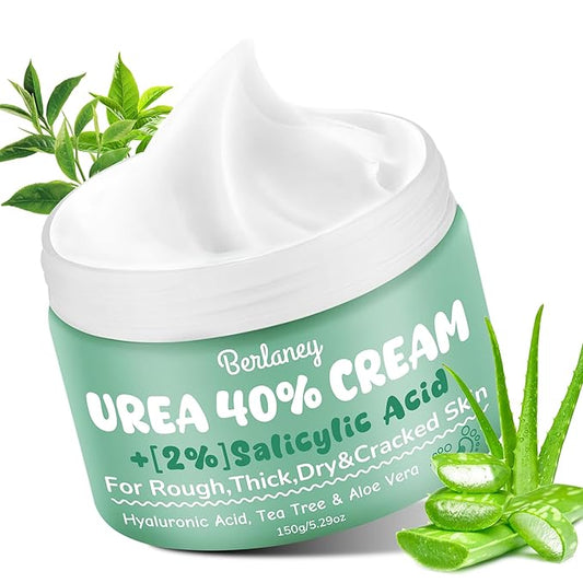 Urea Cream 40 Percent For Feet Maximum Strength plus 2% Salicylic Acid 5.29 oz, Fast-Absorbing Foot Cream for Dry Cracked Skin with Tea Tree ＆ Aloe Vera, Callus Remover, Deep Moisturizing