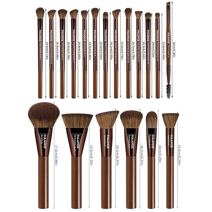 MAANGE 20 PCS Makeup Brushes with Case Professional Makeup Brush Set Premium Synthetic Face Kabuki Foundation Brush Kit (Coffee)