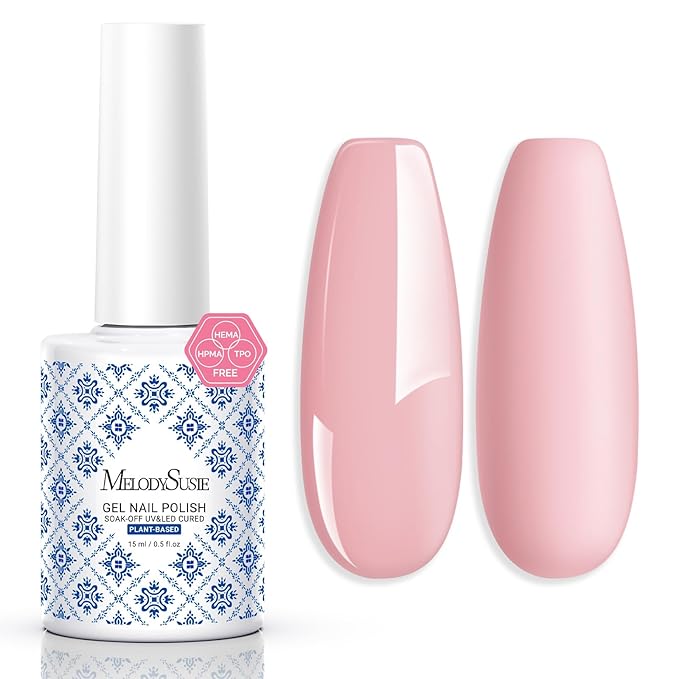 MelodySusie Fleurwee Plant Based Gel Nail Polish, Hema Free Coral Pink Nail Polish, Soak Off UV LED Gel Polish Gift for Women 21 Non Toxic Long Lasting Nail Art Manicure Salon DIY at Home B1603