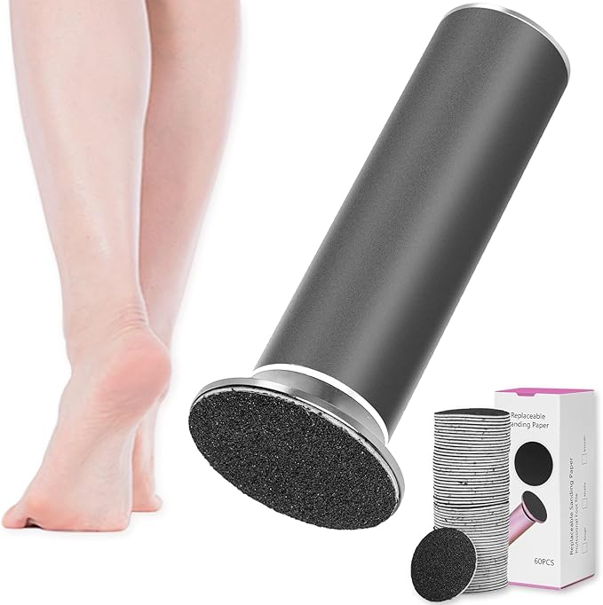Dermawave Electric Foot File Callus Remover for Feet, Professional Foot Scrubber Sander Grinder for Dead Skin Cracked Heel, Pedicure Tool with 60 Sandpaper Discs for Men & Women