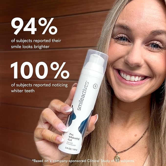 Smileactives Teeth Whitening Gel for Toothpaste with Clinical-Grade Hydrogen Peroxide, Tooth Stain Remover for White Teeth, Dentist Quality Pro Whitening Gel to Remove Stains, 90 Day, 3.8 oz Bottle