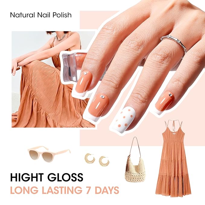 GELLEN Nail Polish Set, French Tip Manicure Nude White Regular Nail Polish Quick Air Dry Bright 12 Colors Set for Women Fingernail Toe Nails Salon Home, Non UV Gel, Hema Free, Non-toxic, Long Lasting