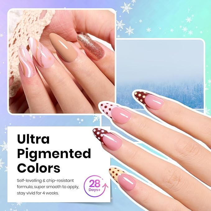 Beetles Gel Nail Polish Set - 36 Colors Nature's Tales Nail Colors Kit with Glossy & Glitter Top Coat, Soak Off UV LED Nail Gel Kit, Long Lasting Nail Art for DIY Home Salon Manicure Gift for Women