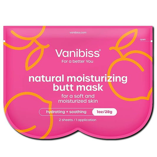 Vanibiss Moisturizing Butt Mask for Women - Hydrating & Soothing Sheet Mask for Your Bum - Collagen Skincare for Buttocks (2 Sheets - Single Use)