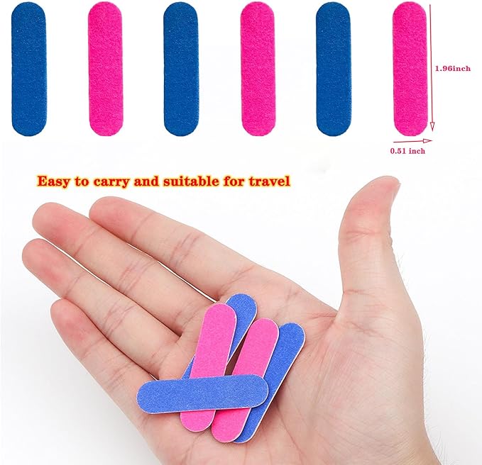 200 Pack Mini Nail Files and Buffers Double Sided Emery Boards Manicure Tool for Acrylic Nails, Nail Care - 2 Inch