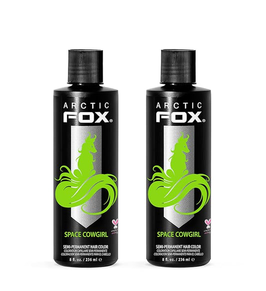 Arctic Fox Semi-Permanent Hair Dye, Vegan & Cruelty-Free, Vibrant Green Hair Color, Ammonia-Free, Peroxide-Free, Conditioning Formula, Space Cowgirl, 8 Fl Oz (Pack of 2)