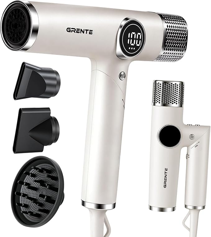 Portable Travel Hair Dryer, 110,000 RPM High-Speed Ionic Hair Dryers,Negative Ion Blow Dryer,4 Heat Settings & 3 Speed, Magnetic Diffuser & Concentrator,Low Noise, Lightweight, No Heat Damage