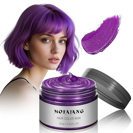 Temporary Hair Color Wax, Purple Hair Spray, 4.23 Ounces Natural Disposable Hair Wax Color Spray, Kids Women Temporary Hair Dye Wax Clay Pomades for Christmas Parties, Role Playing, Halloween (Purple)