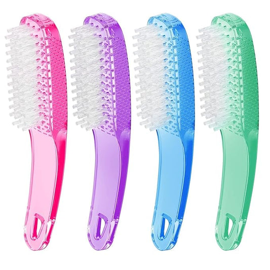 Nail Brush for Cleaning Fingernails, 4Pack Handle Grip Nail Brushes Fingernail Brush for Cleaning Nail Scrub Brush for Toes and Nails Women Men (Color3)