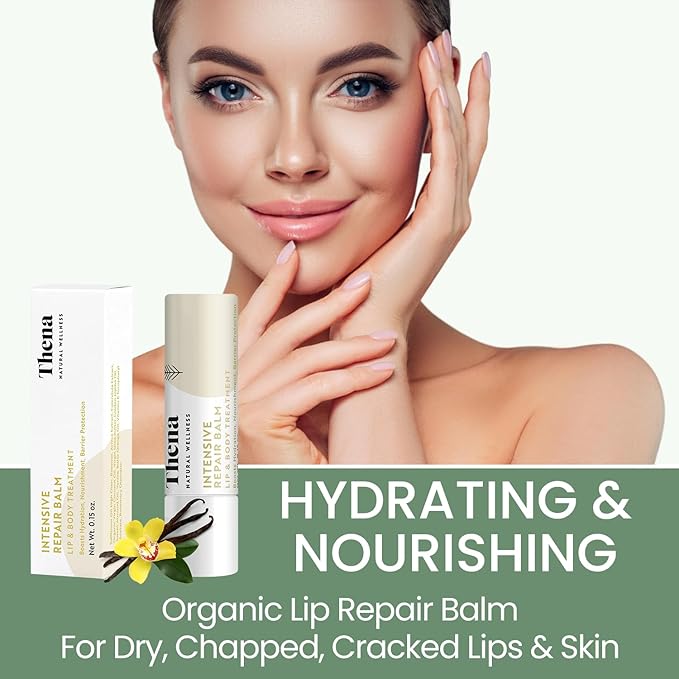 Organic Lip Treatment Balm Ultra Hydrating & Nourishing Care for Dry, Chapped, Cracked Lips & Skin, Visibly Smooths Wrinkles & Fine Lines, Natural Skin Care, Travel Size, Women and Men