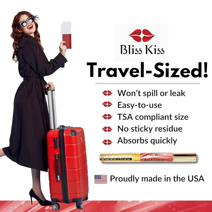 Bliss Kiss | 1 Candy Cane Fragrance | Nail Oil Cuticle Pen w/Vitamin E & Jojoba⏤Nail Strengthener Nail Growth Serum for Brittle Peeling Breaking Thin Nails